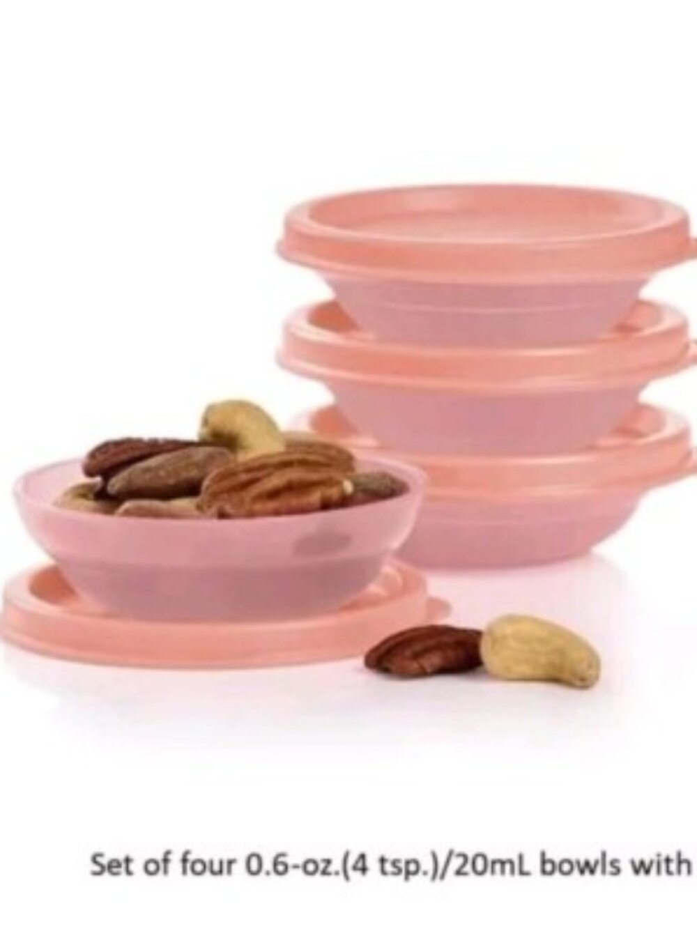 Set of 4 of NEW Tupperware MINI Classic Cereal Bowls Peach Pink 1/4 Cup 2 oz